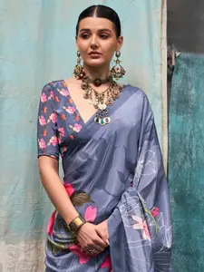 Saree mall Floral Poly Crepe Bagru Sarees