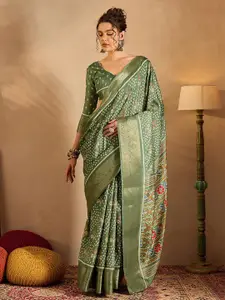Saree mall Ethnic Motifs Zari Bagru Sarees