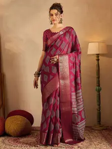 Saree mall Ethnic Motifs Printed  Zari Bagru Sarees