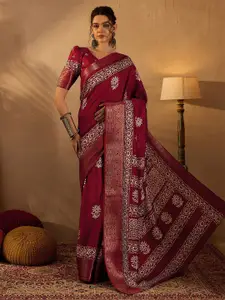Saree mall Ethnic Motifs Zari Bagru Sarees