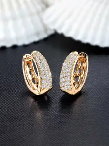 Peora Gold Plated Cubic Zirconia Circular Hoop Earrings