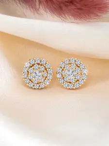 Peora Gold Plated Cubic Zirconia Circular Stud Earrings