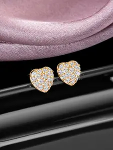 Peora Gold-Plated Brass Contemporary Cubic Zirconia Stud Earrings
