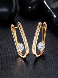Peora Gold-Plated Cubic Zirconia Contemporary Hoop Earrings