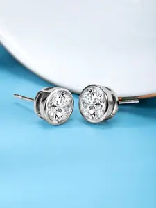 Peora  Silver-Plated Brass Cubic Zirconia Contemporary Studs Earrings