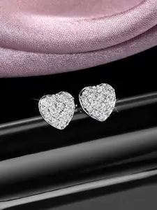 Peora Silver-Plated Brass Contemporary Cubic Zirconia Stud Earrings