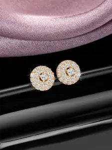 Peora Gold-Plated Cubic Zirconia Contemporary Stud Earrings