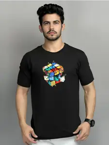 Elibolz Men Printed Applique T-shirt