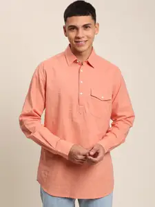 IVOC Shirt Collar Cotton Linen Short Kurta