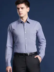 Hancock Men Self Design French Cuff Pure Cotton Formal Shirt