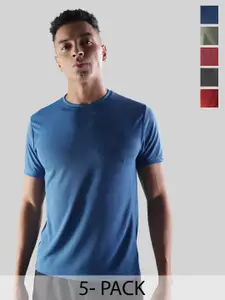 Force NXT Men Microfiber Anti Viral Anti Odour Cool Round Neck Pack Of 5 Sports Printed T-Shirt
