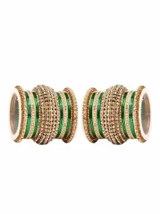 leshya Set of 46 Brass-Plated Stone-Studded Bangles