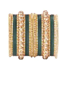leshya Set Of 26 Brass Plated Stones Studded Shining Bangles