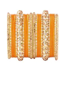 leshya Set of 26 Brass-Plating Stone-Studded Bangles
