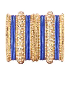 leshya Set of 26 Brass-Plated Stone-Studded Bangles