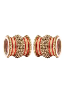 leshya Set Of 46 Brass-Plated Artificial Stone Studded Bangles
