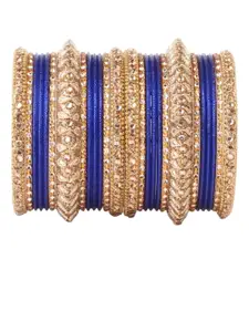 leshya Set Of 26 Brass Plated Kundan Studded Bangles