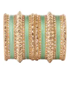 leshya Set Of 26 Brass Plated Stone-Studded Bangles