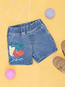 Pantaloons Baby Boys Graphic Printed Mid-Rise Cotton Denim Shorts