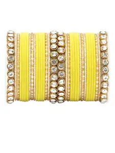 leshya Set Of 34 Brass Plated Stone-Studded Bangles
