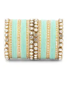 leshya Set Of 34 Brass-Plated Stones Studded Bangles