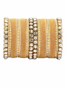 leshya Set Of 34 Brass-Plated Stones Studded Bangles