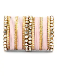 leshya Set Of 34 Brass-Plated Stones Studded Bangles