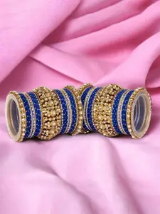 leshya Set Of 50 Brass Plated Stone-Studded Bangles