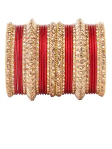 leshya Set Of 26 Brass-Plated Stone Studded Bangles