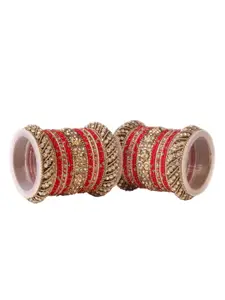 leshya Set Of 42 Brass-Plated Stones-Studded Bangles