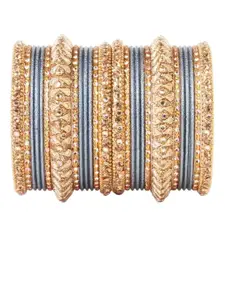 leshya Set of 26 Brass-Plating Stone-Studded Bangles