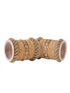 leshya Set Of 42 Brass-Plated Artificial Stones Studded Bangles