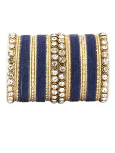 leshya Set of 34 Brass Plating Stone Studded Bangles