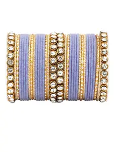 leshya Set Of 34 Brass Plated Stone-Studded Bangles