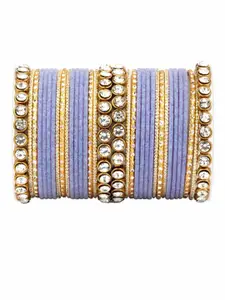 leshya Set of 34 Brass-Plated Stone-Studded Bangles