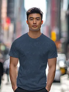 Urbano Fashion Men's Mood Indigo Printed Half Sleeve Slim Fit Cotton T-Shirt