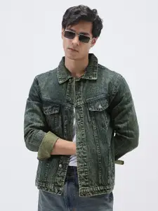 Urbano Fashion Men's Blue Regular Fit Washed Full Sleeve Denim Jacket