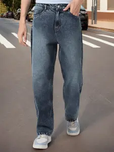 Urbano Fashion Men's Dark Blue Loose Baggy Fit Washed Jeans Non-Stretchable