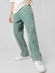 Urbano Fashion Men's Turquoise Loose Baggy Fit Non-Stretchable Washed Jeans