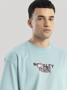 Snitch Men Graphic Printed Drop Shoulder Sleeves Oversized T-shirt