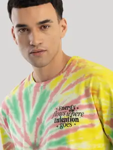 Snitch Men Dyed Drop Shoulder Sleeves Oversized T-shirt