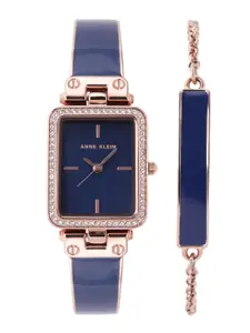 ANNE KLEIN Women Set of Embellished Dial Analogue Watch & Bracelet AKB3898NVST