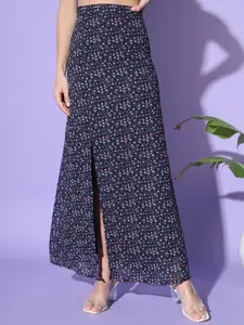 Trend Arrest  Floral Printed Maxi Side Slit Skirt