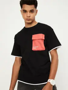max Boys Typography Printed Pockets T-shirt