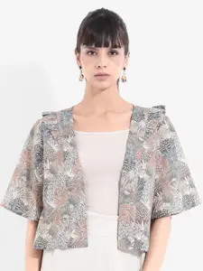 RAREISM Tropical Printed Open Front Shrug