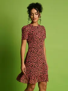 Globus Floral Printed Crepe A-Line Dress