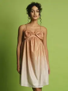 Globus Ombre Sleeveless Sweetheart Neck Bow Detailed A-Line Dress