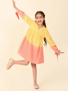 Fabindia Girls Ombre Dyed Cotton A-Line Dress