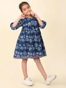 Fabindia Floral Print Cotton Fit & Flare Dress