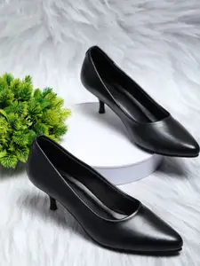 SHUZ TOUCH Pointed Toe Kitten Heeled Pumps